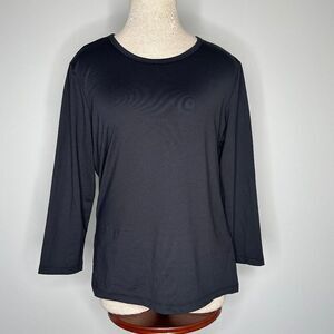 J. McLaughlin Women's Long Sleeve Crew Neck Top Black Size Large